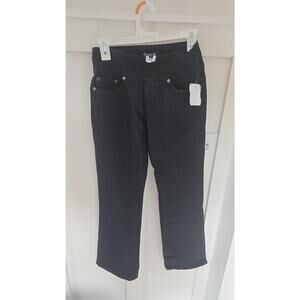 Chadwick's Black Knit Denim Pull-On Straight Leg Jeans Size 2P